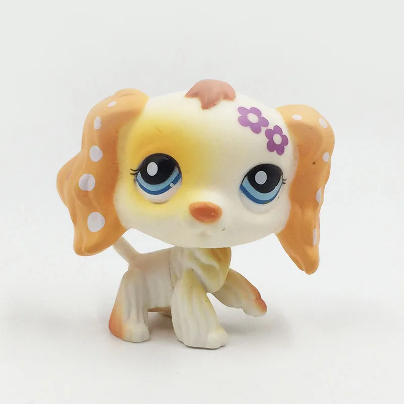 Милые игрушки LPS pet shop кошка редкая спаниель собака #1615 желтый щенок с фиолетовыми