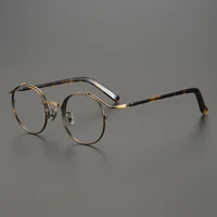 japanese design men glasses frame women handmade retro pure round gold wire titanium alloy ultra light frames myopia