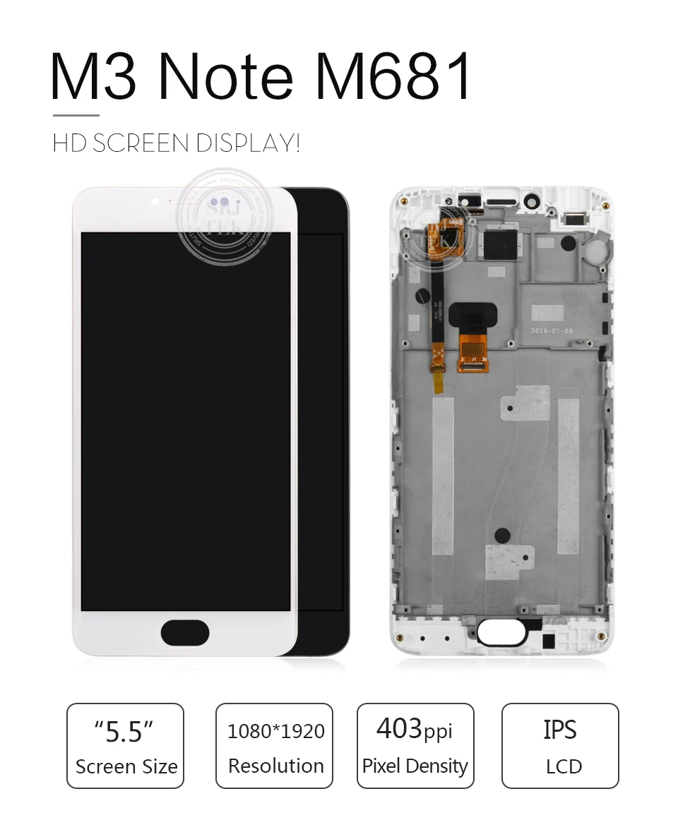 SRJTEK 5,5 для MEIZU M3 Note стекло ЖК-дисплей сенсорный экран матрица дигитайзер сенсор с рамкой для MEIZU M3 Note L681H M681H ЖК