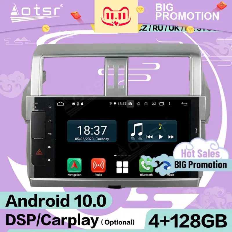 

128G Carplay экран Мультимедиа Стерео Android 10 плеер для Toyota Prado 2014 2015 GPS навигация аудио радио приемник головное устройство