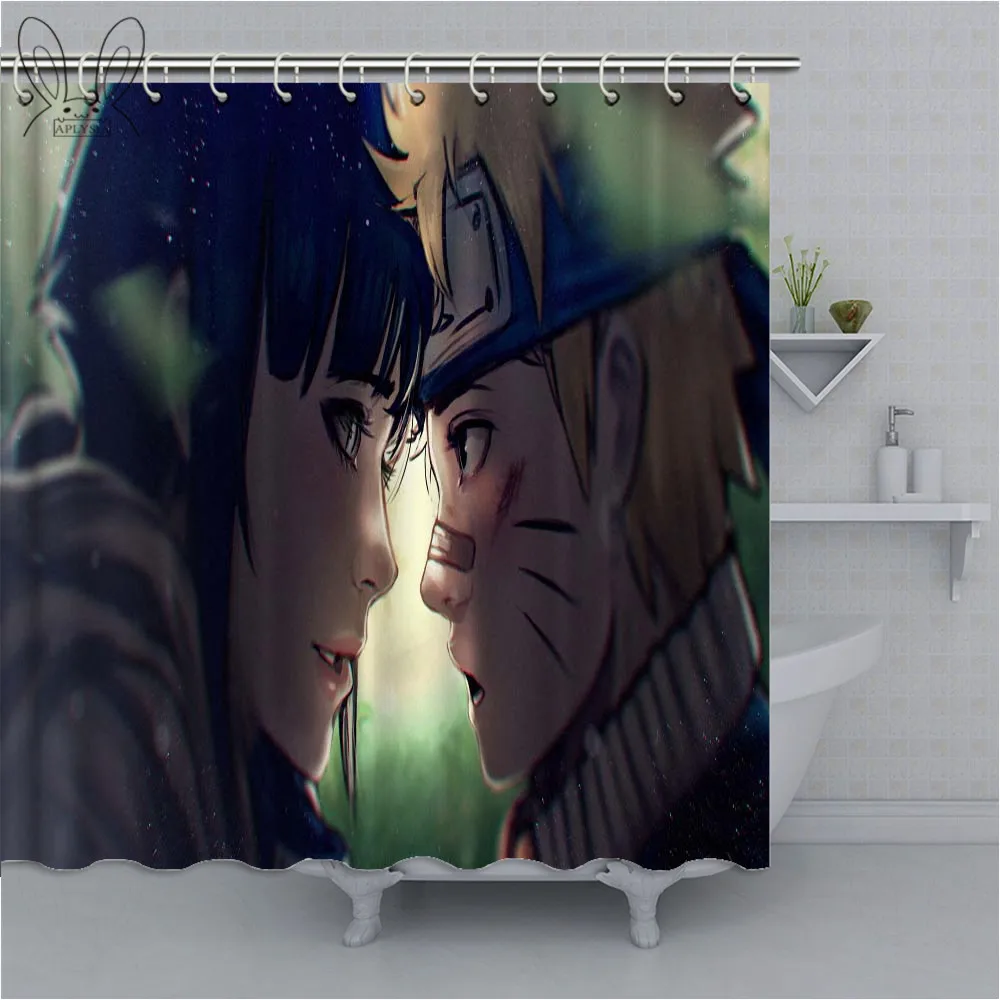 Uchiha Sasuke Naruto Shippuden Fabric Shower Curtain Waterproof Mildewproof Bathroom Shower Curtains For Decor With Sets - Цвет: 74171