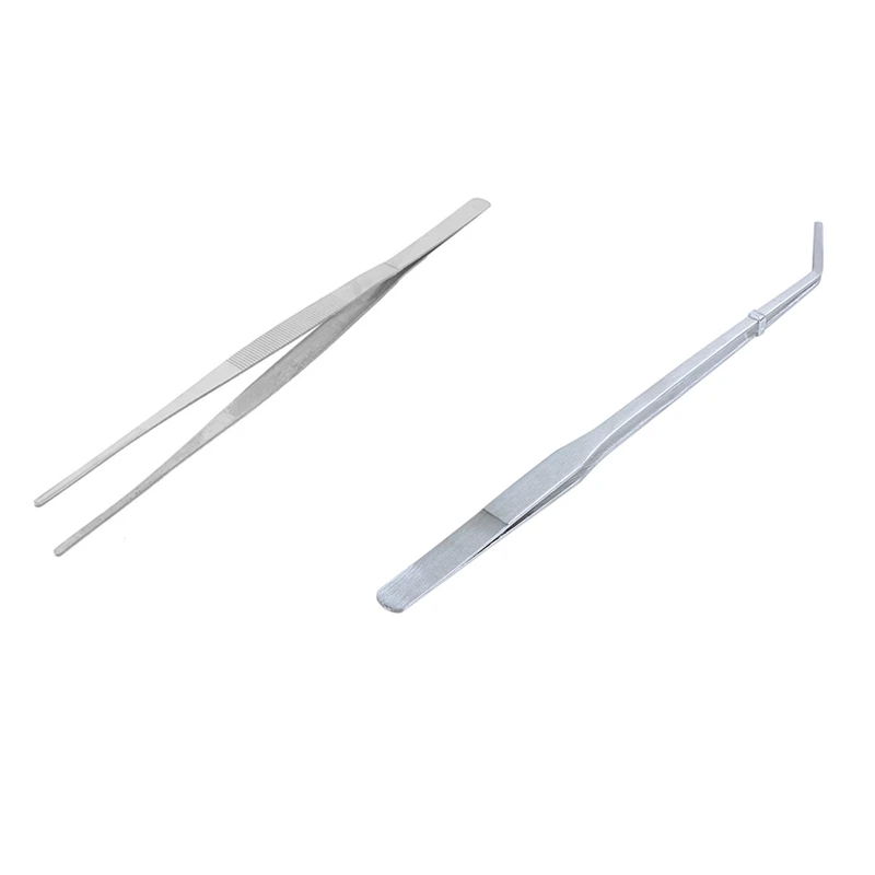 

2 Pcs Stainless Steel Magnetic Tweezer : 1 Pcs Straight Point Tip 29.5Cm Long & 1 Pcs Plant Curved Tweezer Clip For Fish Tank