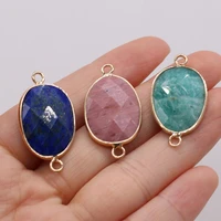 natural stone pendants gold plated lapis lazuli double hook connectors for fashion jewelry making diy necklace earring gifts