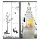 Дверная штора с принтом лося Шифрование невидимая зима теплая и летняя ветрозащитная Автоматическая магнитная закрывающаяся дверная занавеска Теплая дверная штора Кондиционер Дверная штора Универсальная Зимняя и летняя