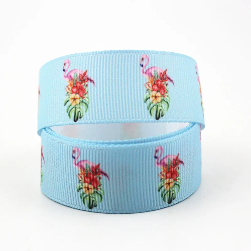 

16/22/25/38/75mm blue Flamingo printed grosgrain rainbow ribbon 10/25/50 yards DIY bows wedding party decoractive ribbons
