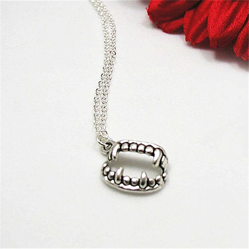 

Vampire Necklace Charm Necklace Tiny Necklace Vampire Jewelry Vampire Teeth Teeth Necklace Gothic Necklace