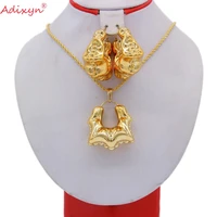 adixyn rose gold pendant necklace earrings set jewelry african middle east nigeria women party birthday gifts n10164