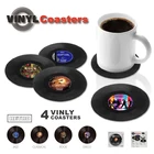 4 шт., виниловые подставки для кружки, в стиле ретро