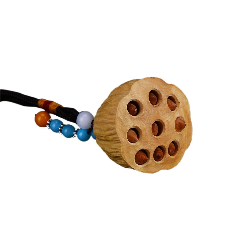 

Lotus Seed Boxwood Pendant Solid Wood Car Lucky Hanging Lian Peng Mascot Carved Craft Statue Feng Shui Room Decor