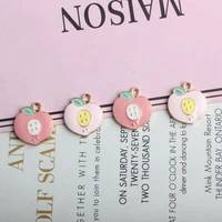 10pcslot oil drop cute peach charms pendants fruit enamel metal charms fit diy earrings bracelets jewelry accessory 1517mm