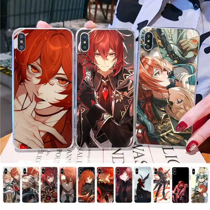 

MaiYaCa Genshin Impact Diluc Phone Case for iPhone 11 12 13 mini pro XS MAX 8 7 6 6S Plus X 5S SE 2020 XR case