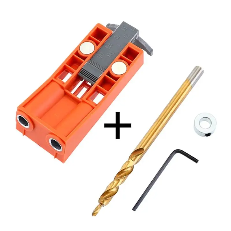 

9.5mm Plastic Oblique Hole Locator Drill Guide Magnetic Hole Pocket Jig Kit Furniture Punching Positioner Woodworking Tool