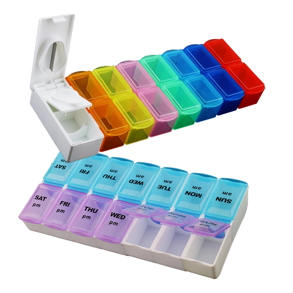 2 шт. пластиковая коробка для хранения витаминных таблеток 7 дней с 14