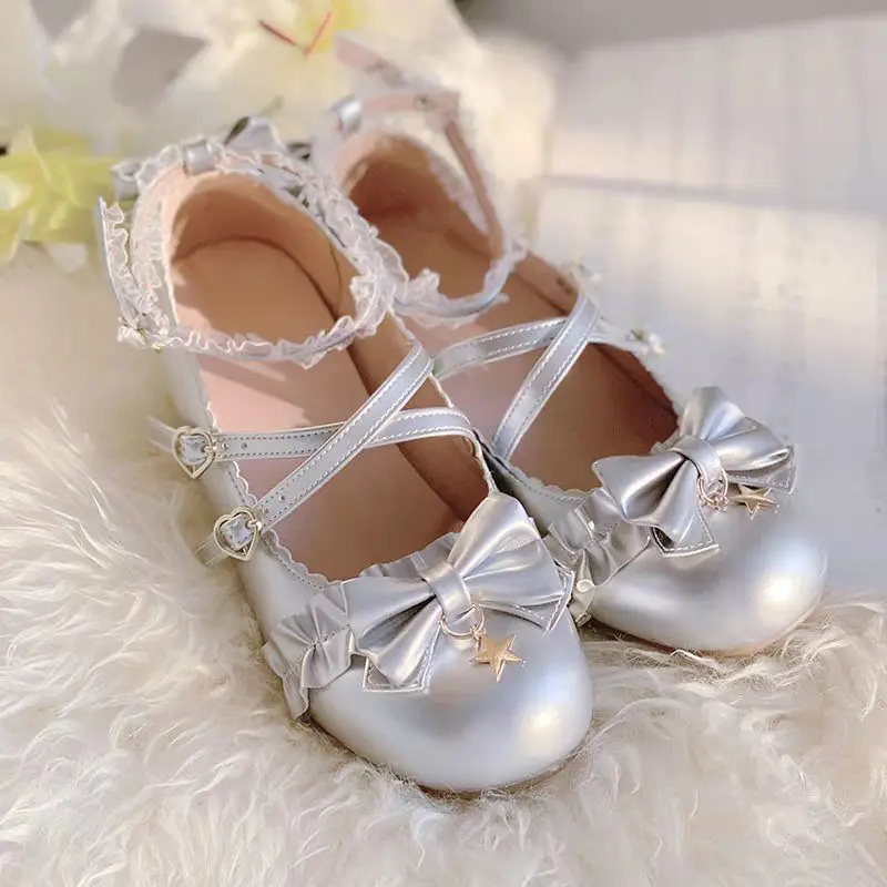 

Весенне-осенние свадебные туфли в японском стиле для девочек; Милые свадебные туфли в стиле Лолиты с оборками и бантом; Милые женские туфли ...