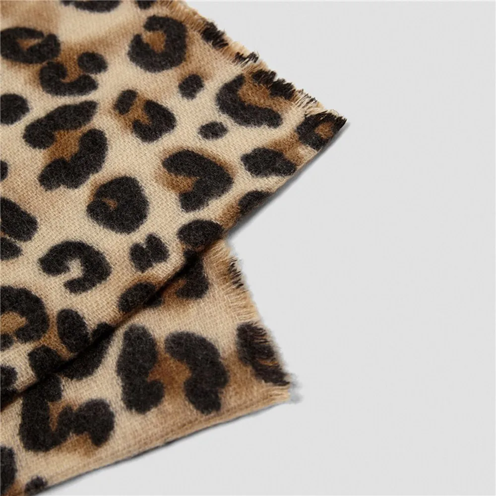 

Leopard Printed Women Scarf Winter Winter Warm Comfrtable Modis Long Wool Shawl Soft Long Neck luxury silk Scarf foulard femme
