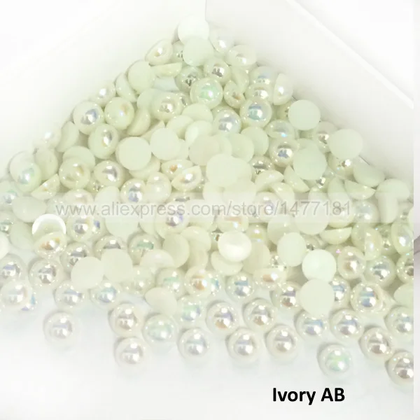 Ivory AB 200 шт 8 мм жемчуг полукруглый имитация искусственного акрила с плоской задней частью Смола Кабошон полукупол жемчужная отделка бусины DIY товары для рукоделия - Цвет: Ivory AB