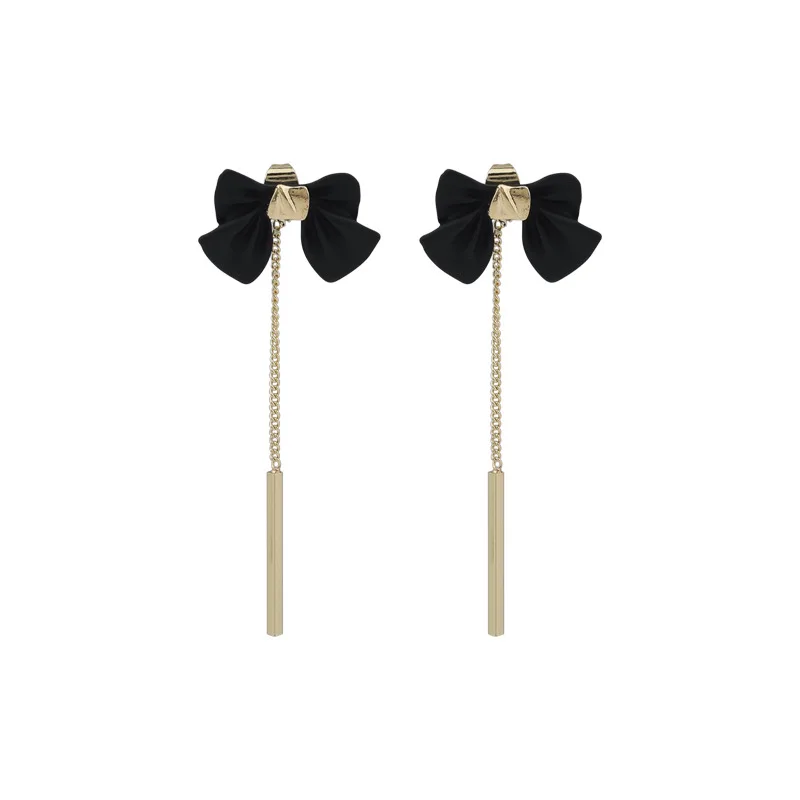 

Zeojrlly Trendy Bowknot Women Dangle Earrings Korean Winter New French Bow Chain Tassel Earrings Sweet Korean Jewelry