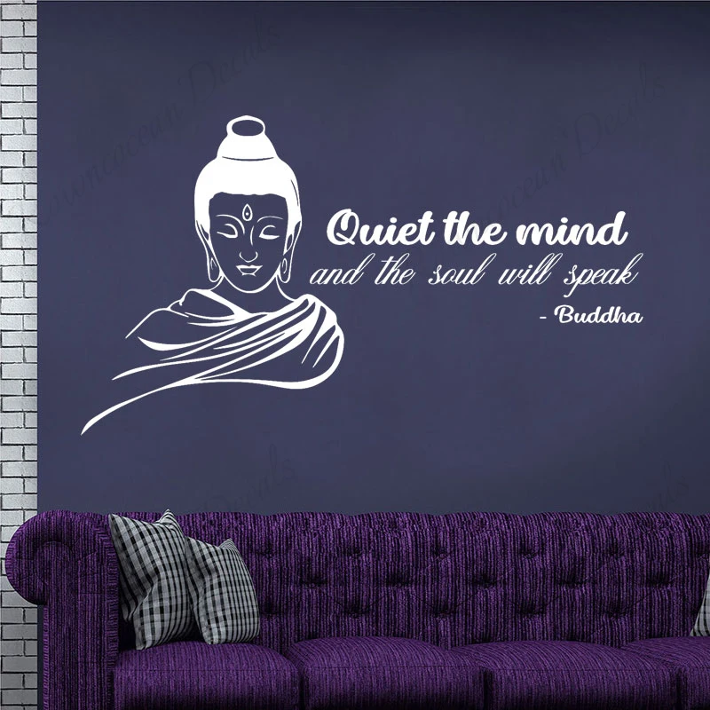 Тихая надпись The Mind And Soul Will Talk Настенная Наклейка в виде Будды Виниловая наклейка