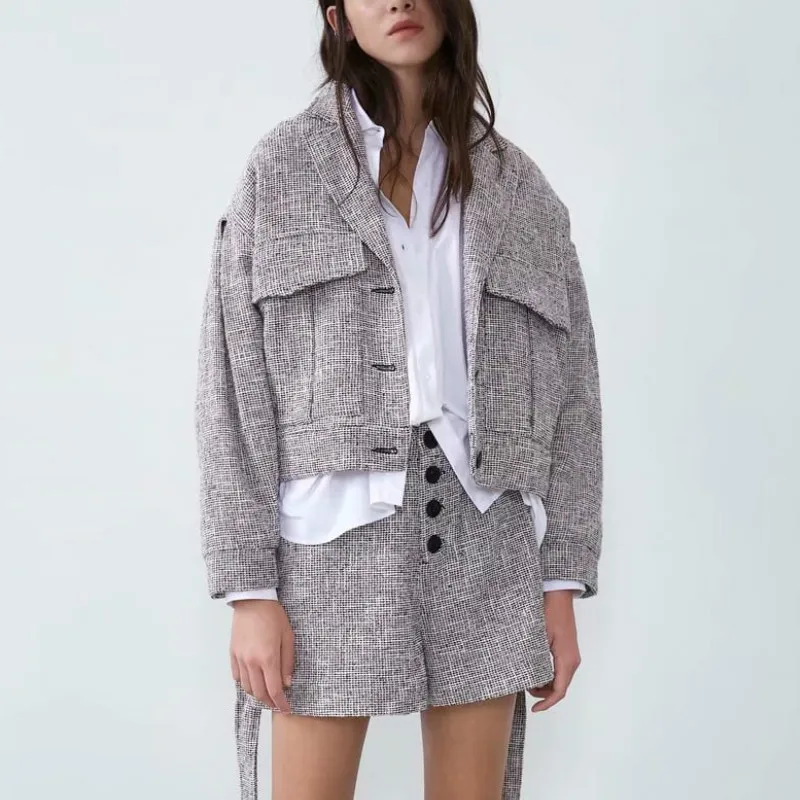 

Women Vintage Pockets Tweed Jacket Female Long Sleeve Lapel Collar Single-breasted Sashes Winter Coat Plus Size Chaqueta Tops