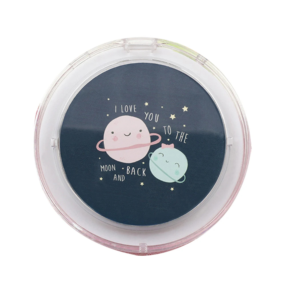 

Cute Cartoon Pattern Portable Mini Round Portable USB Chargeable makeup mirror LED Light Up Rechargeable Folding Makeup Mirror
