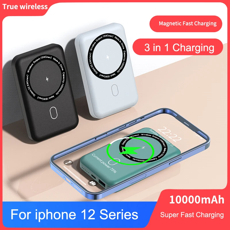 Banco de energ&iacute;a magn&eacute;tico de 10000mAh con 20W PD, cargador de bater&iacute;a externo port&aacute;til de carga r&aacute;pida para iPhone 12 13 Pro Max-1