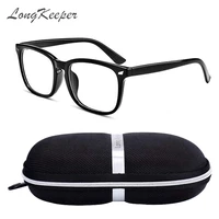 longkeeper blue light blocking computer glasses with zipper case black pc lens gaming eyeglasses unisex menwomen uv400 5010