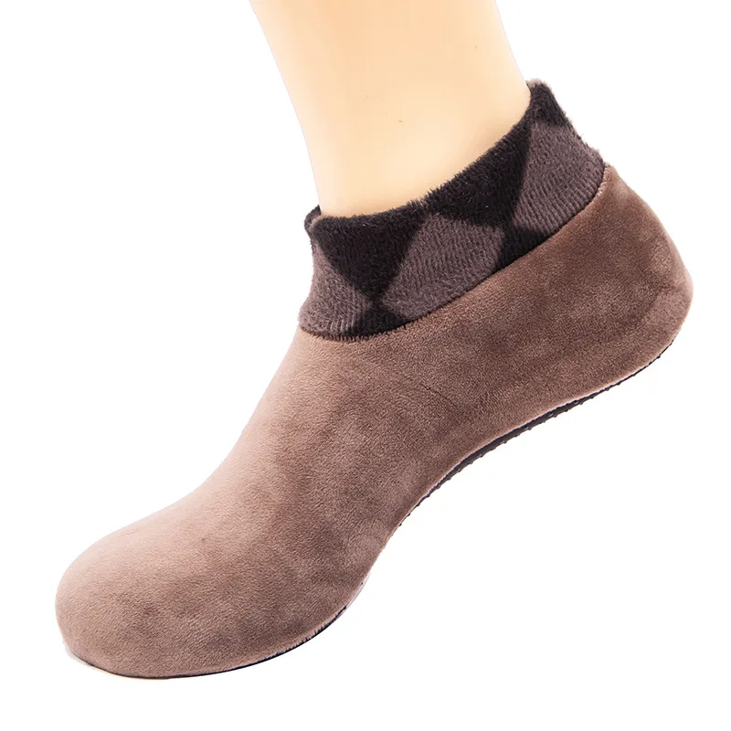 Men's Fashion Non-Slip Lined Indoor Slipper Socks Warm Soft Fluffy Fuzzy Socks with Grippers Winter Thermal Gifts for Men