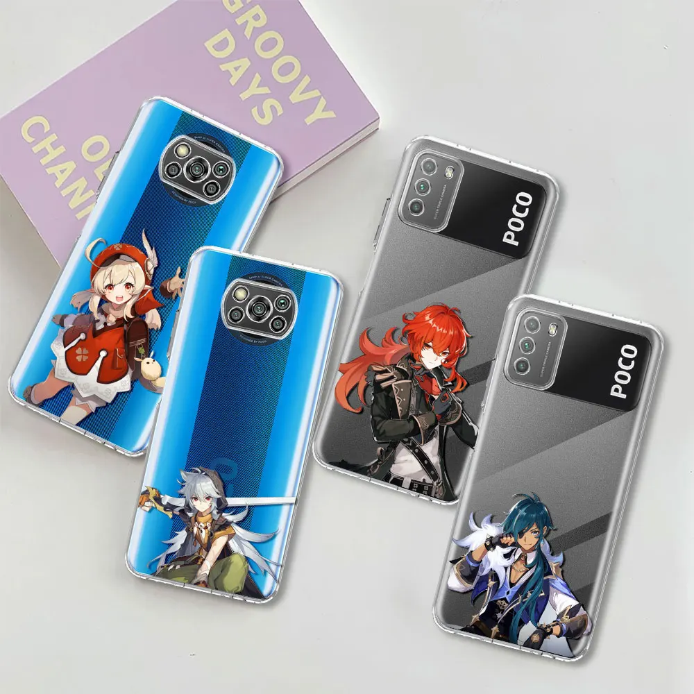 

Game Genshin Impact Transparent Silicone Case For Xiaomi Mi Poco X3 NFC M3 10T Pro F3 GT F1 X2 F2 11 Lite 9T Note 10 Phone Cover