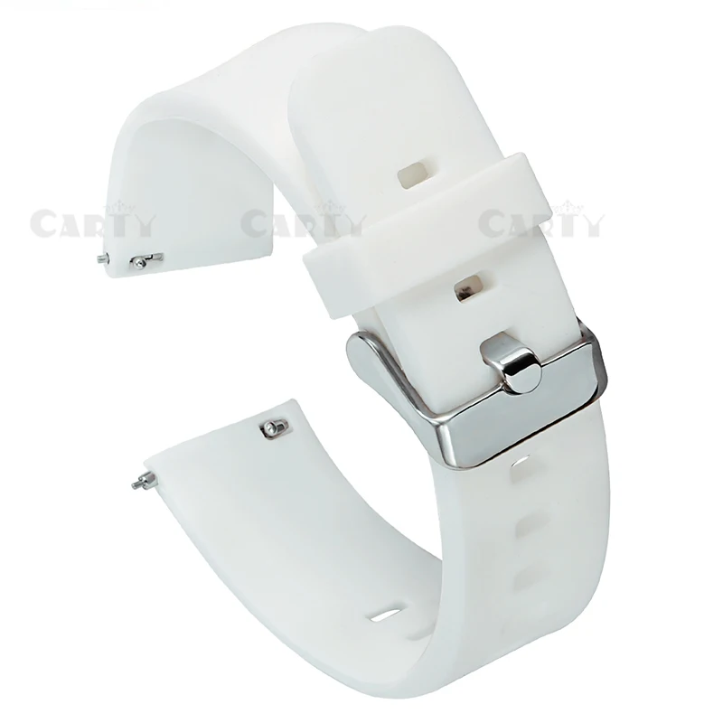 white silver buckle Carty силиконовые браслеты для часов быстросъемные ремешки для часов 20 мм 22 мм Мужские и женские мягкие резиновые черные или серебряные пряжки безопасные кольца Хранитель - Цвет ремешка: white silver buckle