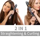 Плойка для выпрямления волос 2 в 1 Pro, плойка из титана с золотым покрытием, выпрямитель и выпрямитель для волос, инструмент для укладки