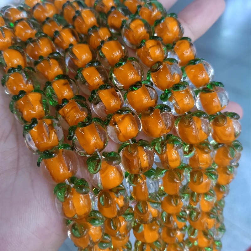 

20pcs 12mm Orange Persimmon Shape Lampwork Beads For Jewelry Making DIY Loose Handmade Lampwork Bead Spacer Accessories