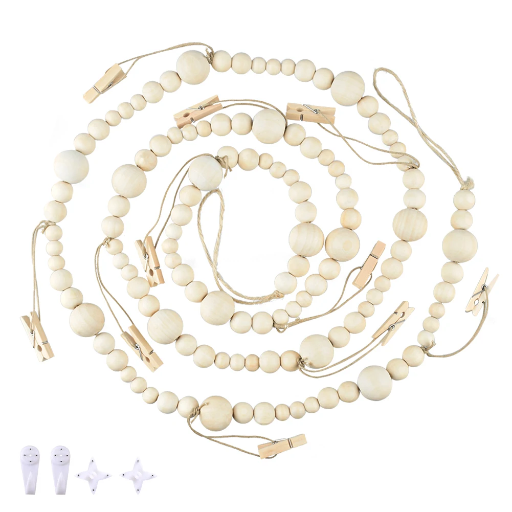 

Handmade With Clip Jute Rope Rattan Macrame Wall Hanging DIY Wooden Bead Garland Rustic Tassel Gift Home Decor Farmhouse Boho