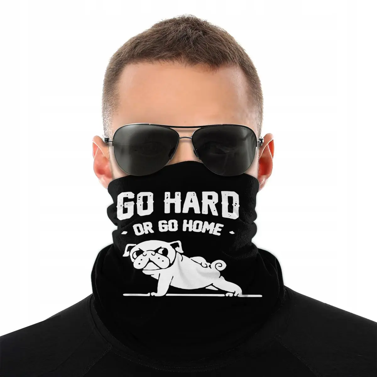 

Go Hard Or Go Home Pug Bodybuilding Dog Scarf Neck Face Mask Tube Scarf Neck Bandanas Versatility Headwear Biking Climbing