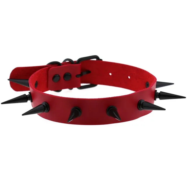 Punk Black Metal Tassel Red Choker Necklace Sexy Spiked Neck Strap Clavicle Collar Men Necklaces Hollween Women Y2K Jeweley Gift 1