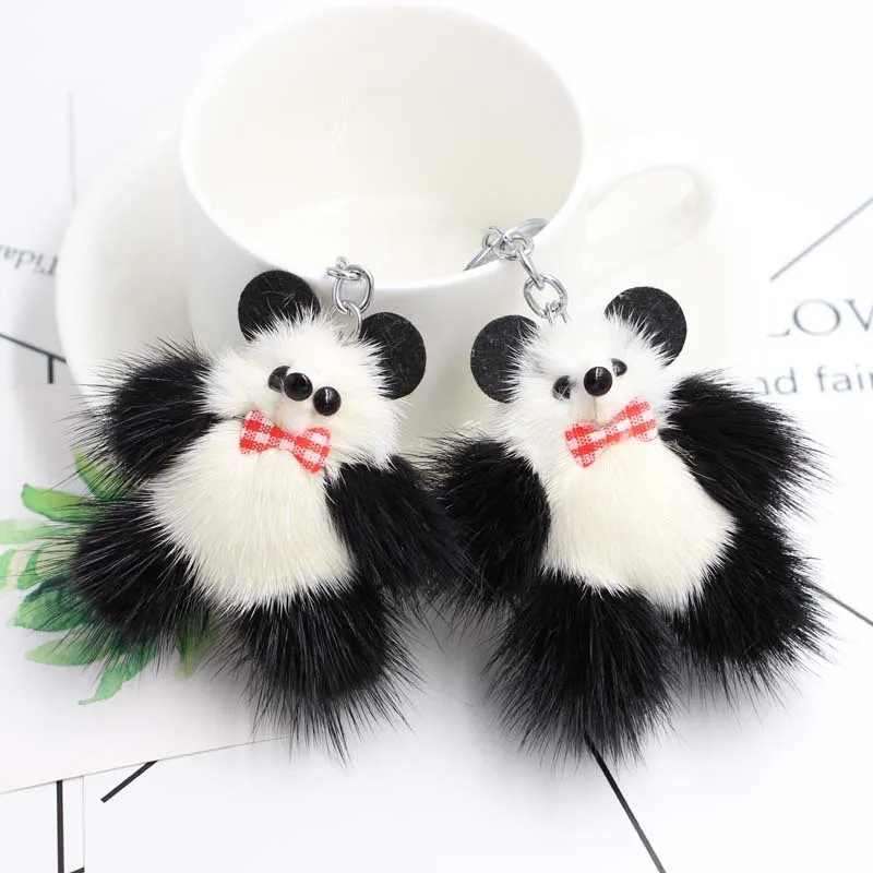 Новинка модный брелок с милой пандой мягкие брелки шариком из натурального меха