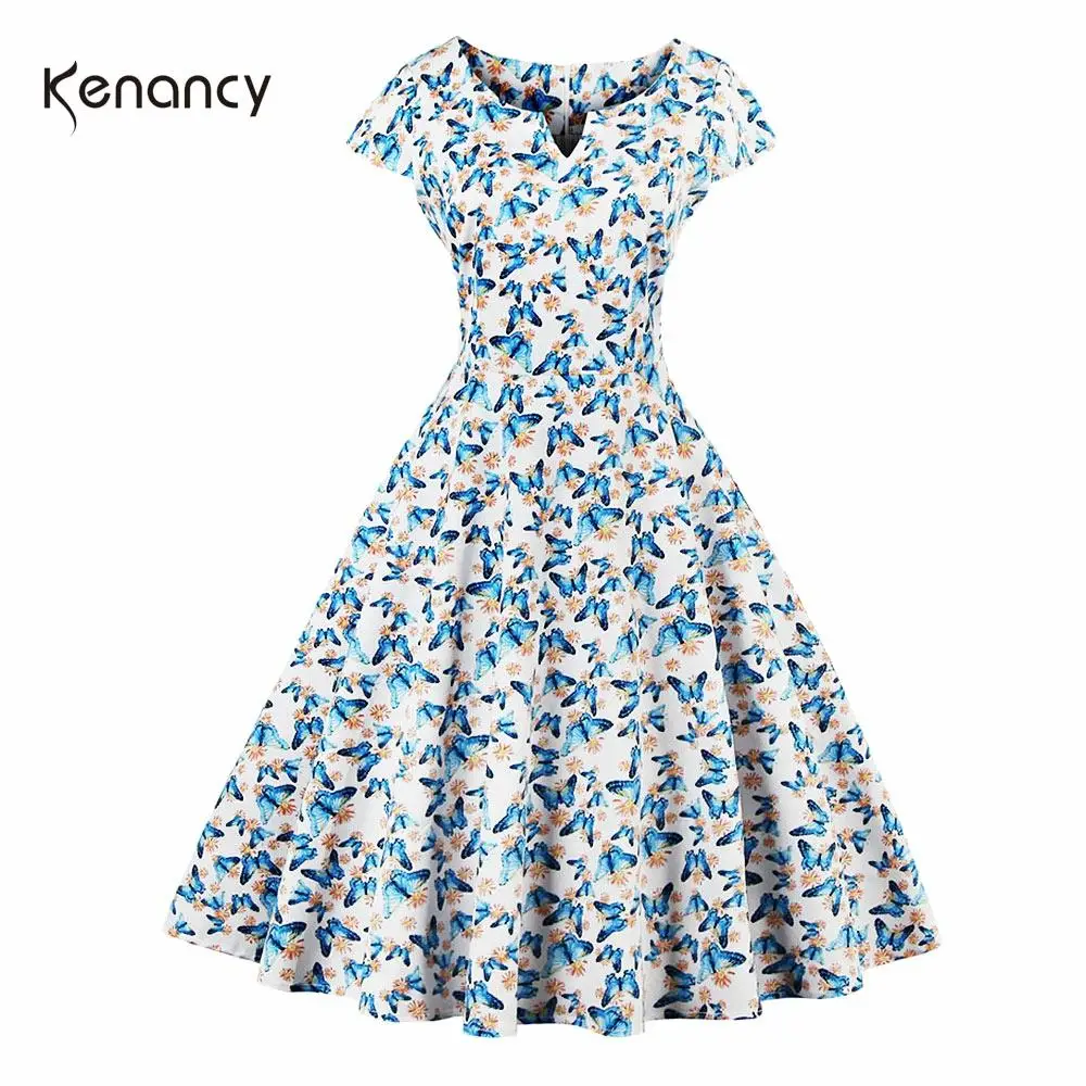 Kenancy женское платье Одри Хепберн 50s винтажное с бабочками Ретро рокабилли размера