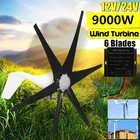 Ветряная Турбина 9000 Вт 12 В24 В с 6 лопастями, горизонтальный ветряной генератор, домашняя ветряная мельница с контроллером заряда