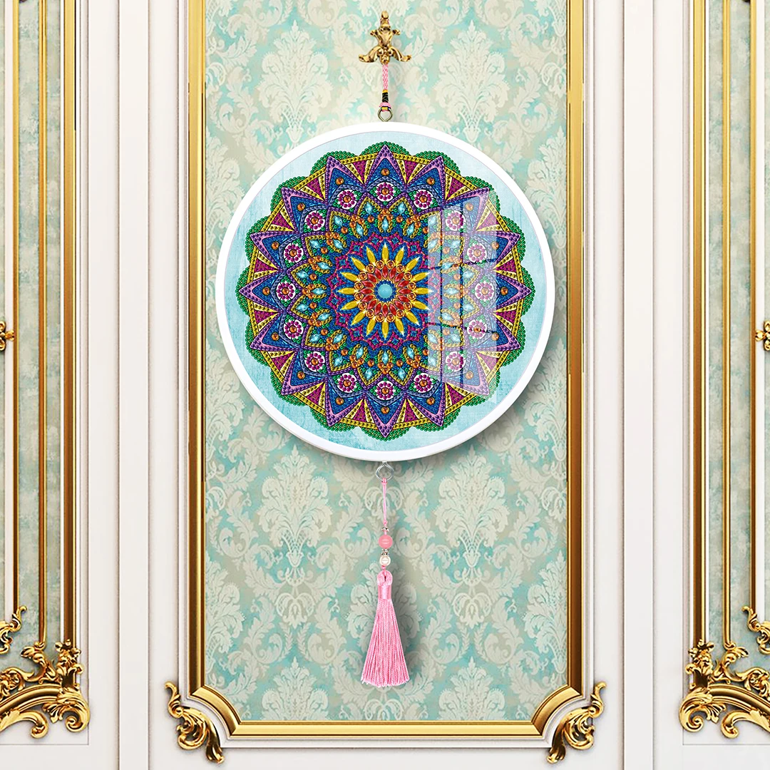 Shirliben Алмазная картина в круглой рамке, картина с кисточками, Фреска, полностью частичная картина в виде животного, павлина, совы, пейзажа, Алмазная мозаика с рамкой