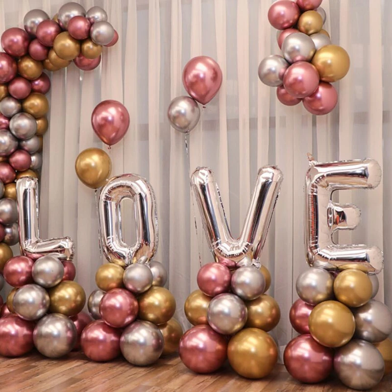 50 шт. 12 дюймовый перламутровый металлический латексный шар золотой круглый для