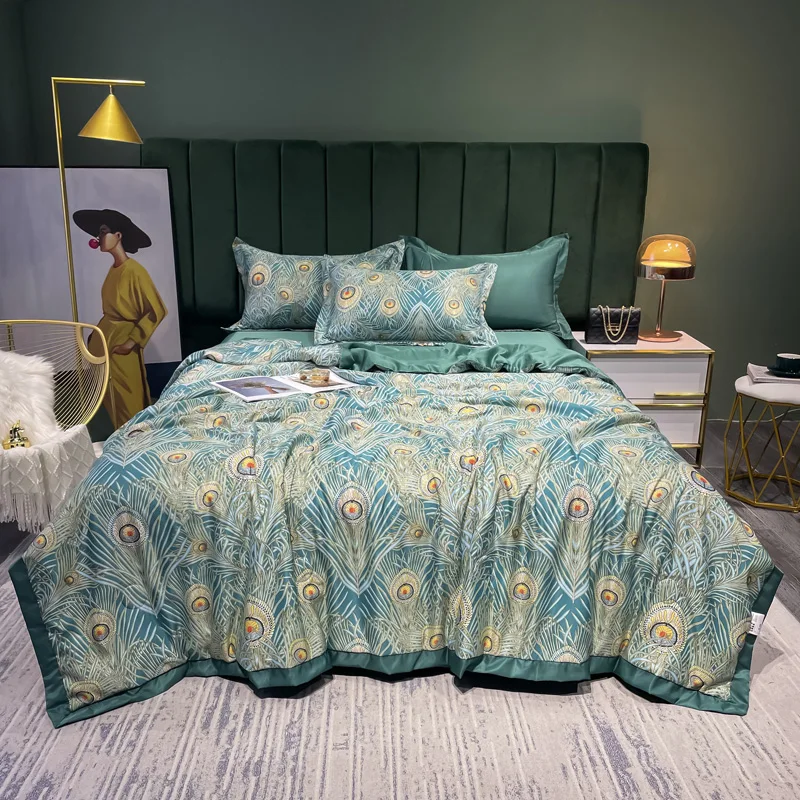 

1pc Printing Washed tencel Comfortable and soft Bedspread Summer Quilt Blanket Comforter Home Textiles