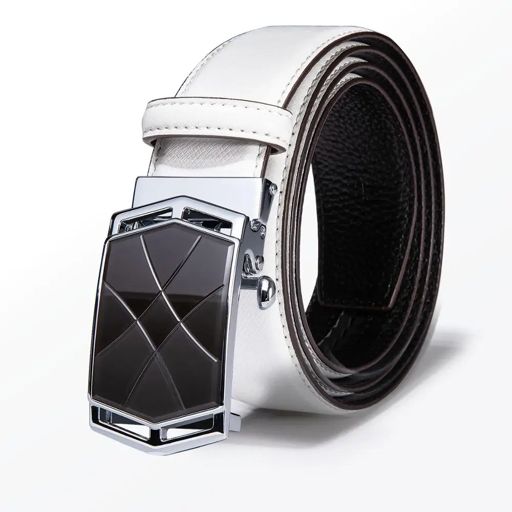 

New Men Leather Belt New Male Designer White Automatic Buckle Cowhide Leather Men Belt Luxury Belt For Men Barry.Wang GP-1020