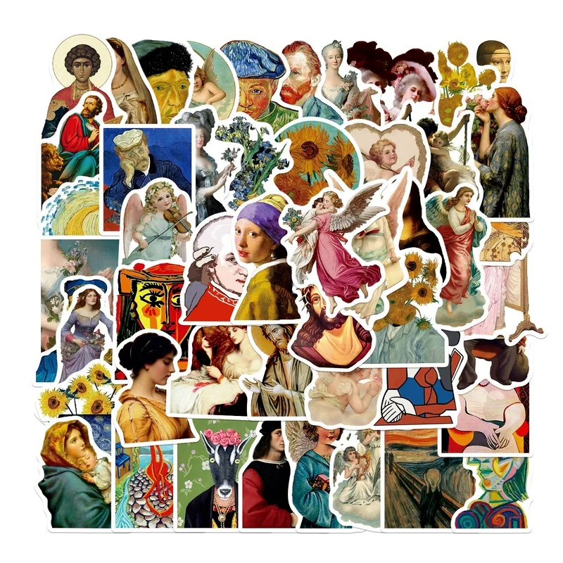 

10/50 PCS world artists' famous painting and graffiti stickers, used for car, bicycle, motorcycle, mobile phone travel stickers