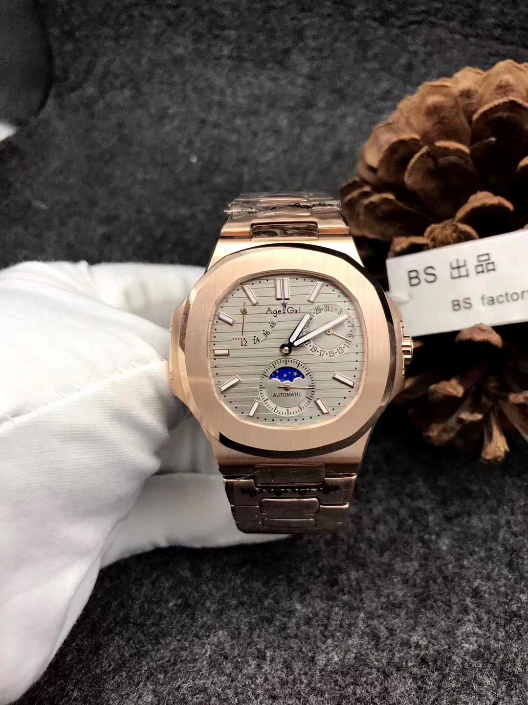 

Luxury New Automatic Mechanical Men Watch Sapphire Rose Gold Transparent Glass MoonPhase Watches Black Blue AAA+ Military