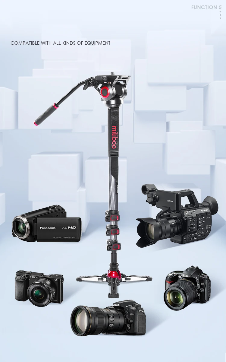 Miliboo MTT705Ⅱ Carbon Fiber портативный монопод с жидкой головкой для видеокамеры/штатив для цифровой зеркальной камеры