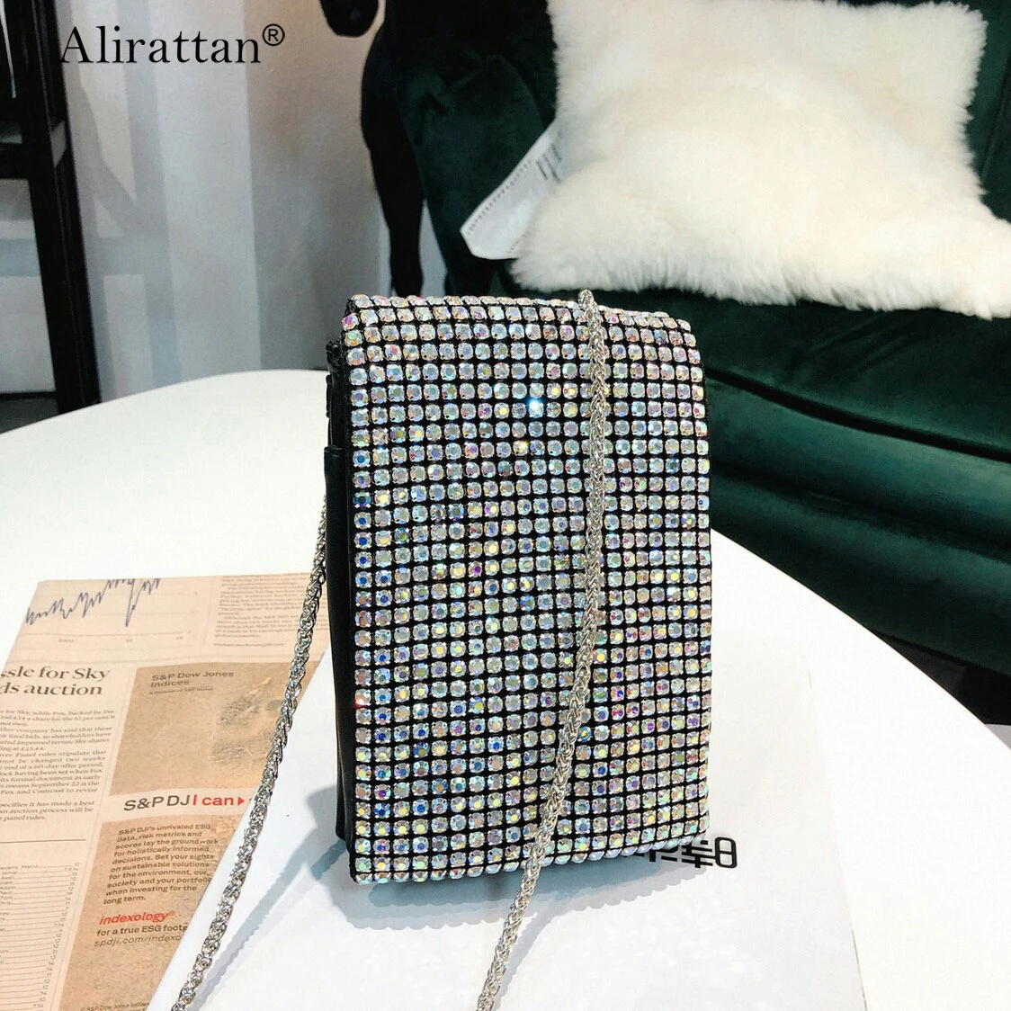 

Rhinestone PU Leather Belt Cover Crossbody Bags For Women 2021 Fashion Brand Ladies Handbag Luxury Mobile Phone Bag Coin Purse