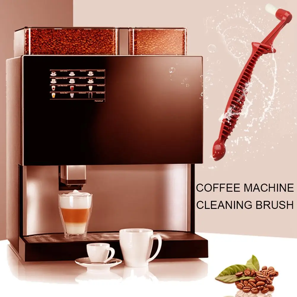 Home Dust Brush Double Head Anti-scald Handle Coffee Machine Cleaning Brush Spoon Espresso Coffee Maker Cleaner Brush