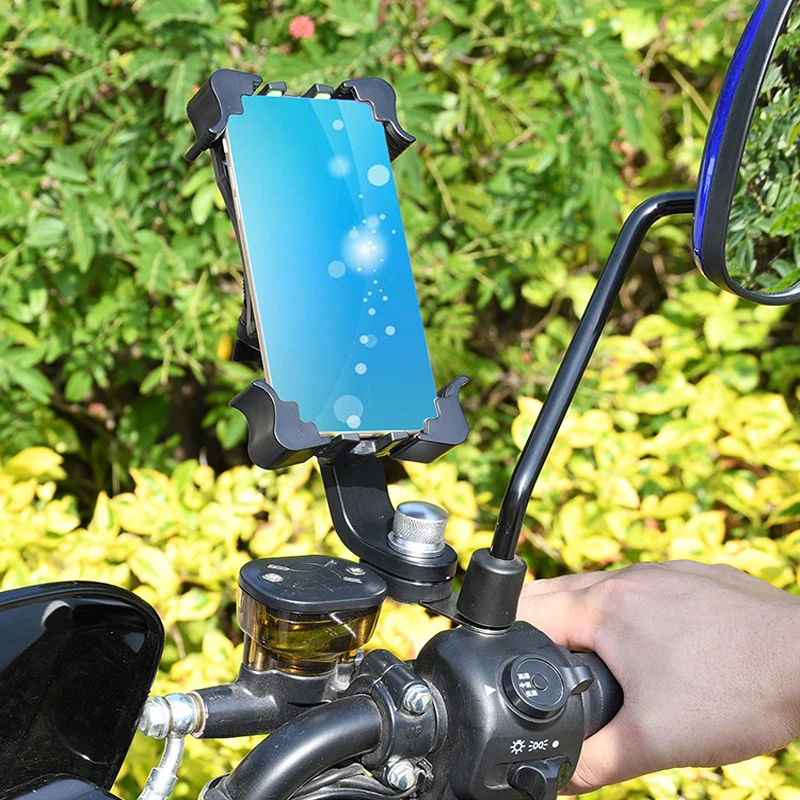 motorcycle phone mount universal cell phone holder for rearview mirror smartphone cradle clamp 360 rotatable for iphone huawei free global shipping