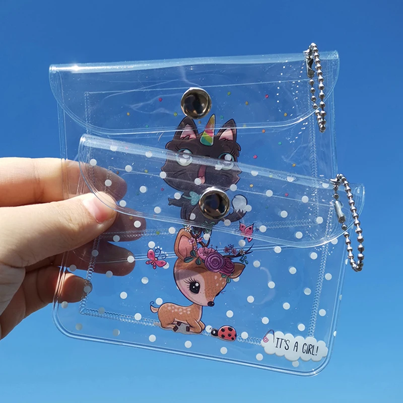 

Fashion Transparent Waterproof Pvc Women Card Case Business Card Holder Men Credit Card Bag Id Card Mini Wallet Girls Coin Purse