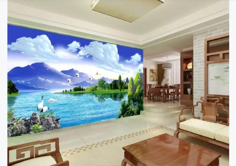 

3D Wall Murals HD nature scenery Wallpapers For Living Room Bedroom 3D lake landscape Photo Mural Wallpaper 3D
