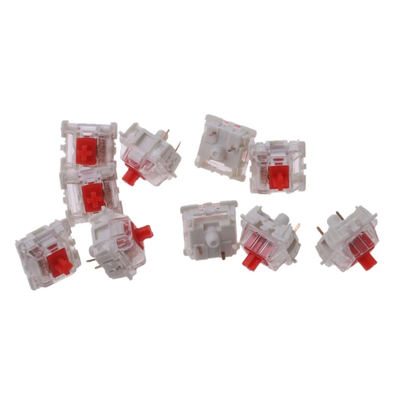 

85DC 10Pcs/pack Gateron SMD Red Switches Mechanical Keyboard 3pins Gateron MX Switches Transparent Case fit GK61 GK64 GH60